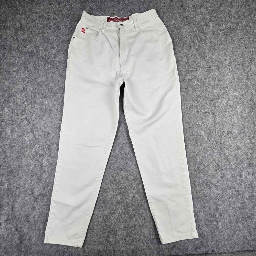 Vintage No Excuses White High Waisted Tapered Leg Denim Jeans Womens 13/14 29x27